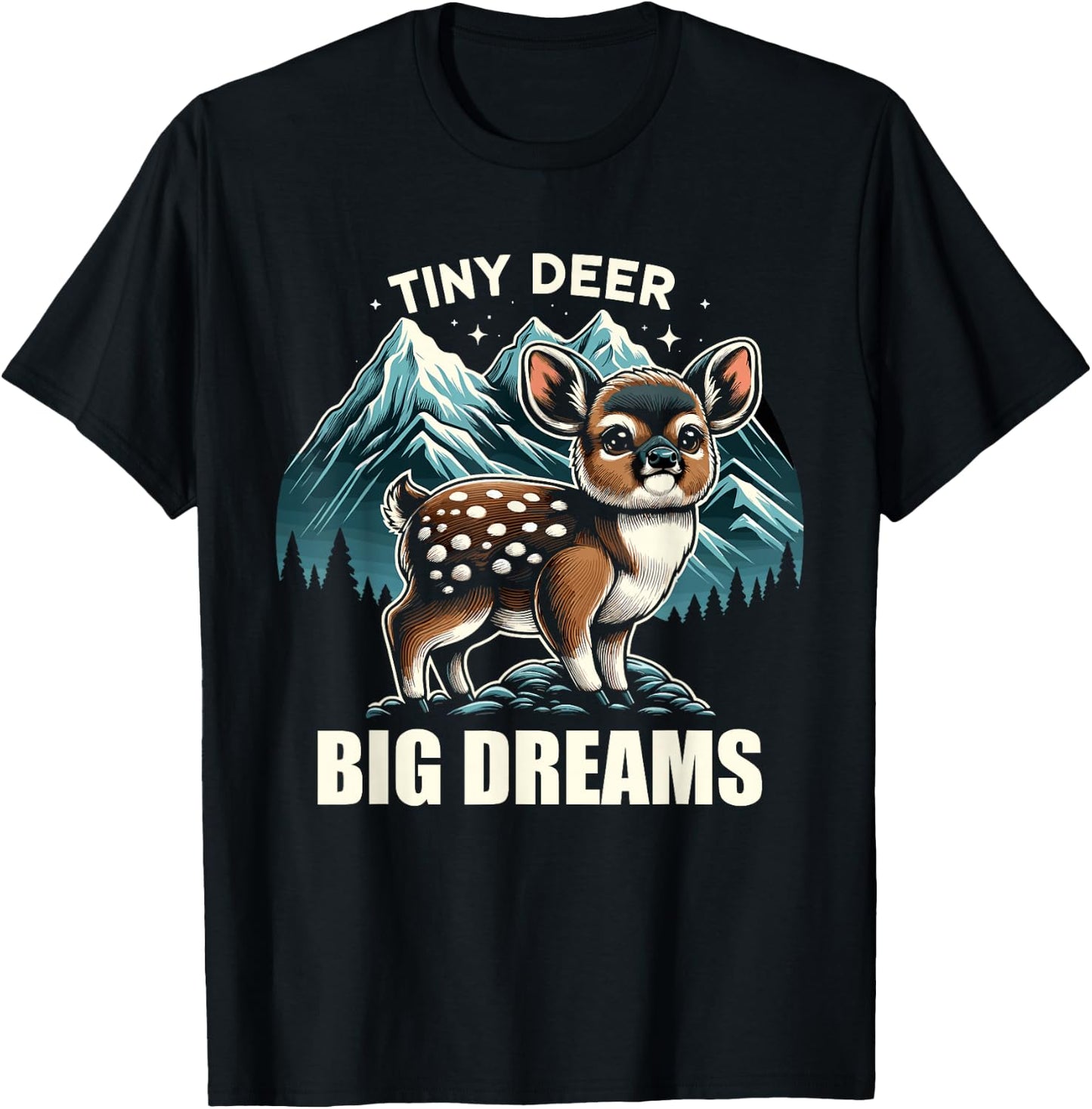 Cute Pudu Deer South America cartoon deer nature gift T-Shirt - T-Shirt | Black