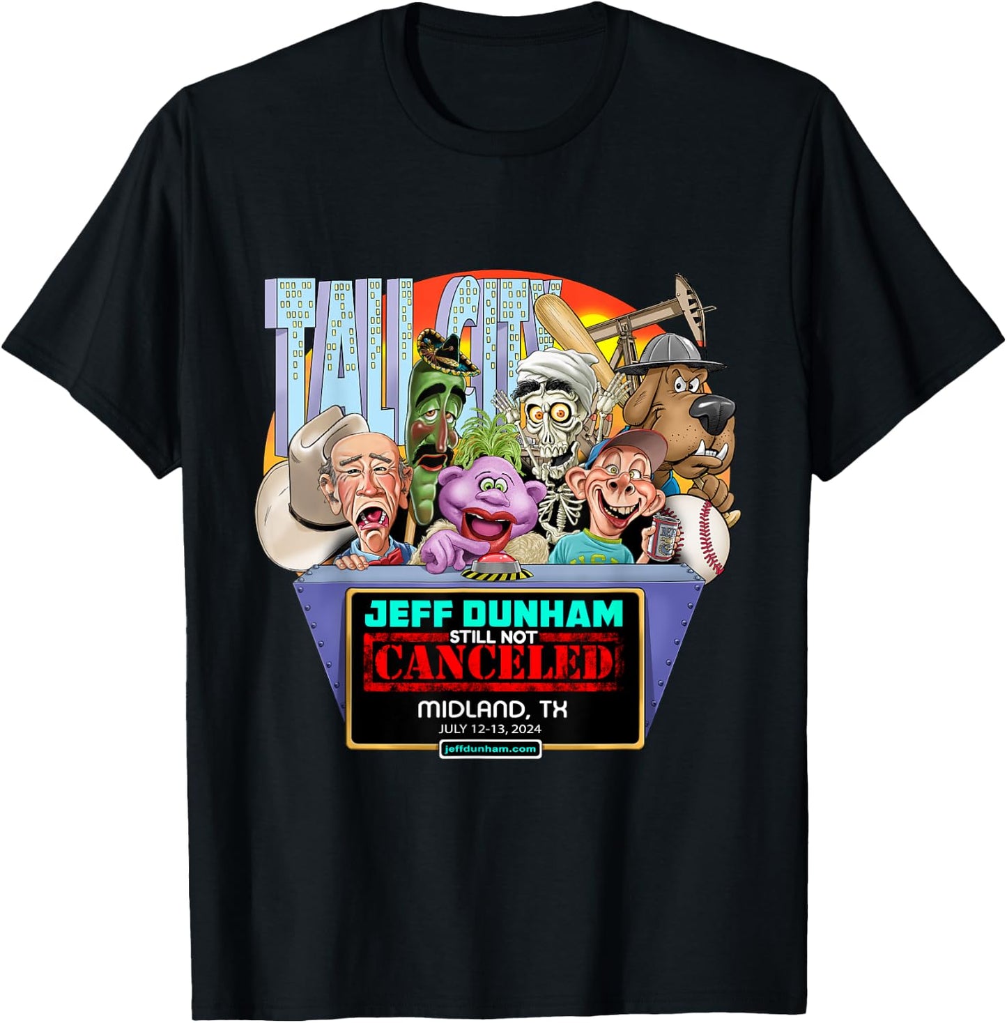 Jeff Dunham Midland, TX (2024) T-Shirt - T-Shirt | Black