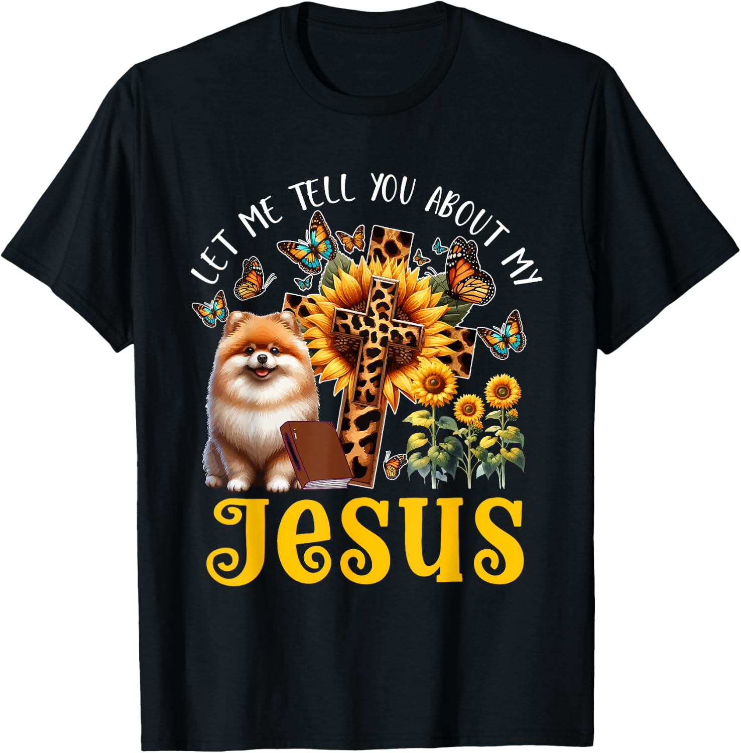 Tell About Jesus Costume Pomeranian Cute Christian Cross T-Shirt - T-Shirt | Black