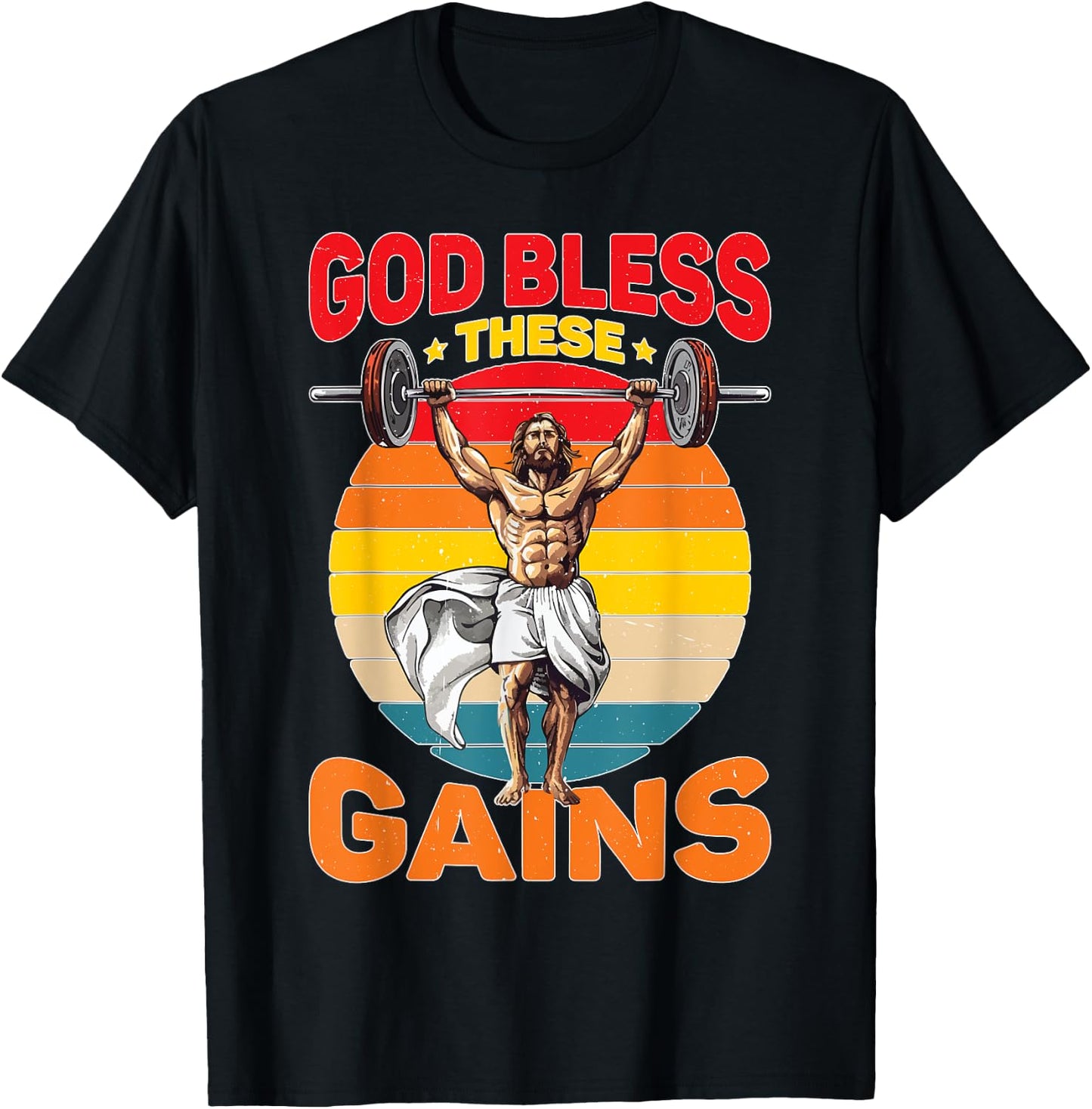 God Bless These Gains Muscle Bodybuilding T-Shirt - T-Shirt | Black
