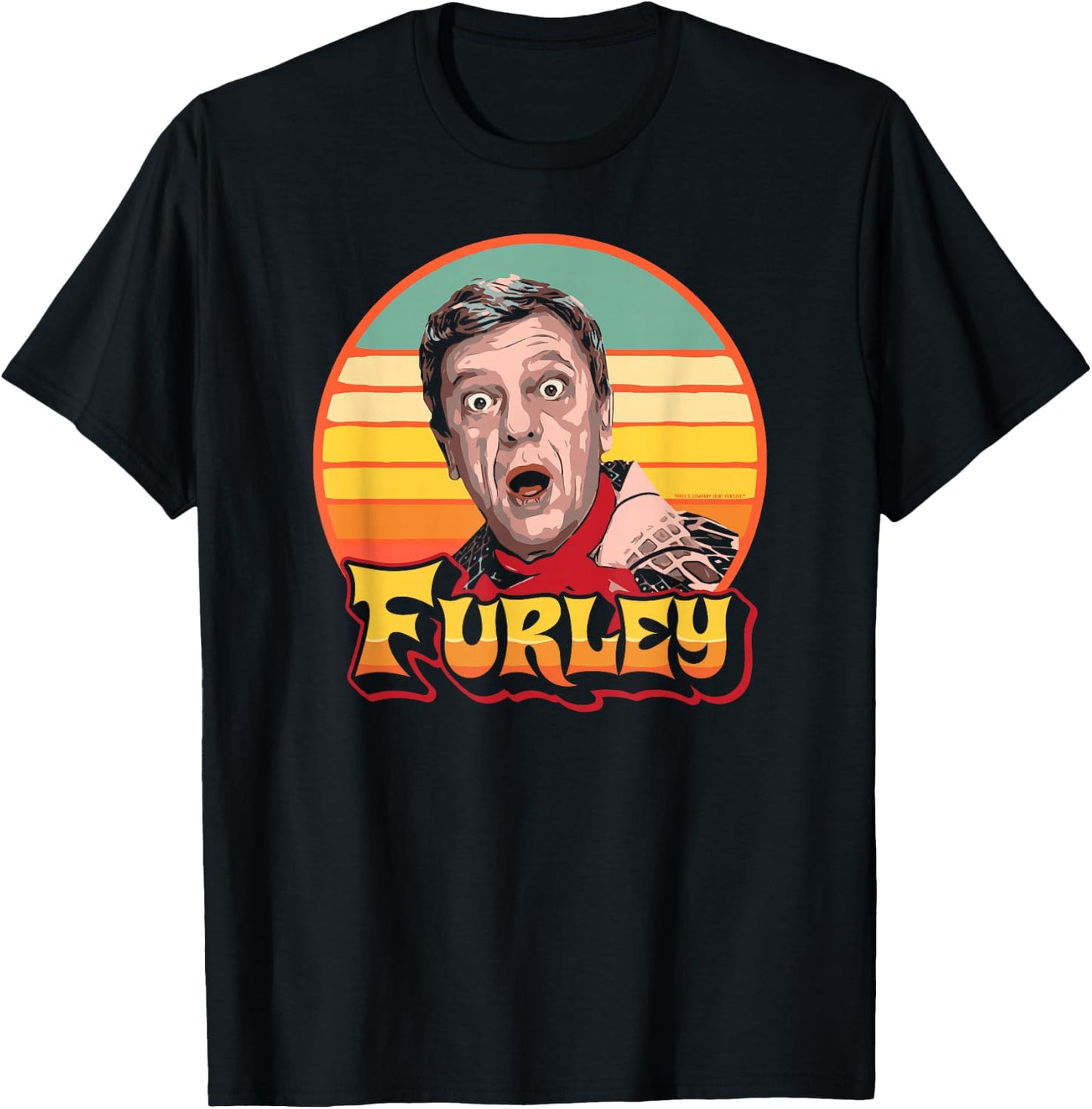 Funny Mister Furley Three's Company Retro Eighties Sunset T-Shirt - T-Shirt | Black