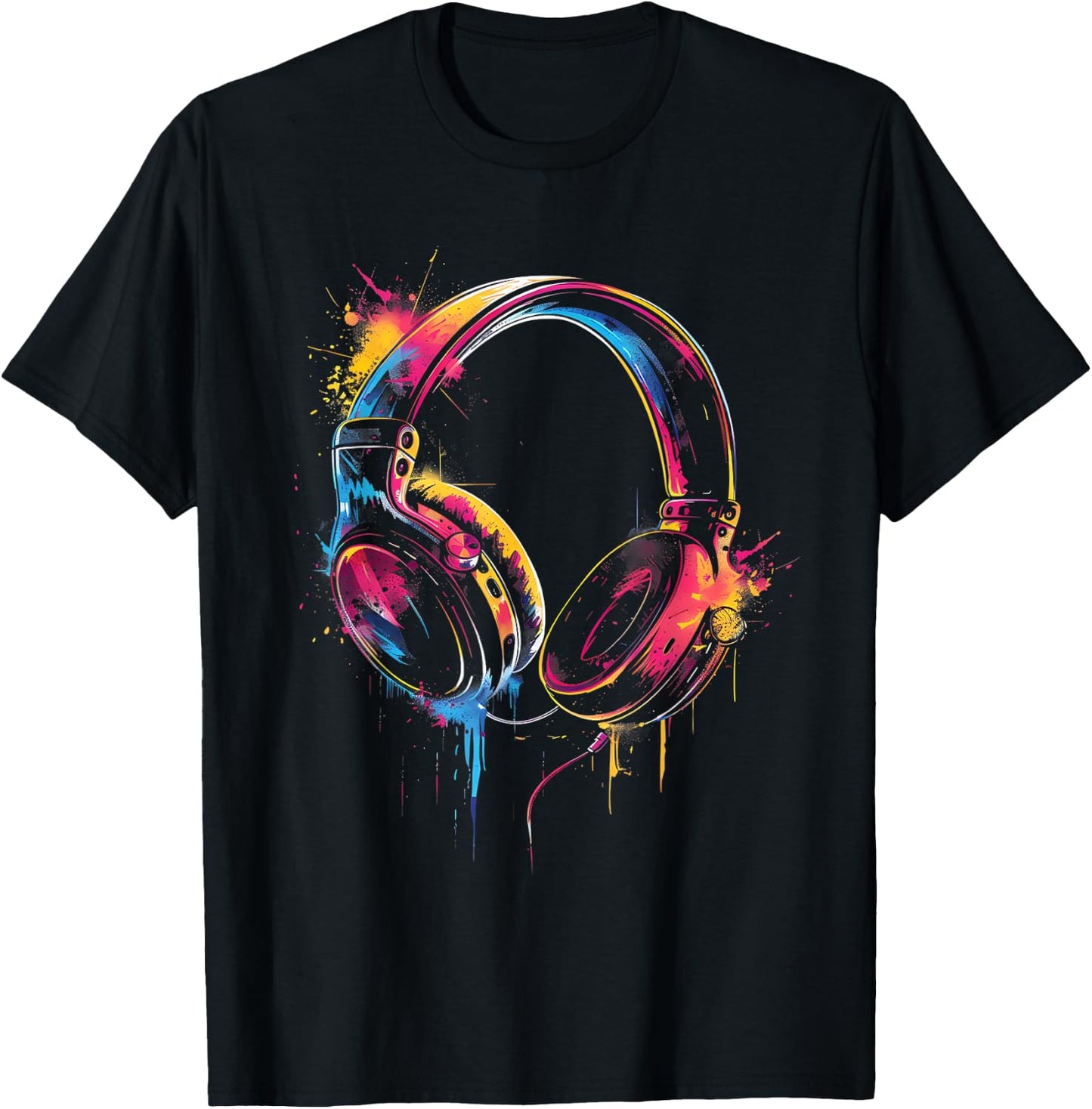 Headphones Music DJ Artwork Music Lover Beatmaker Techno T-Shirt - T-Shirt | Black
