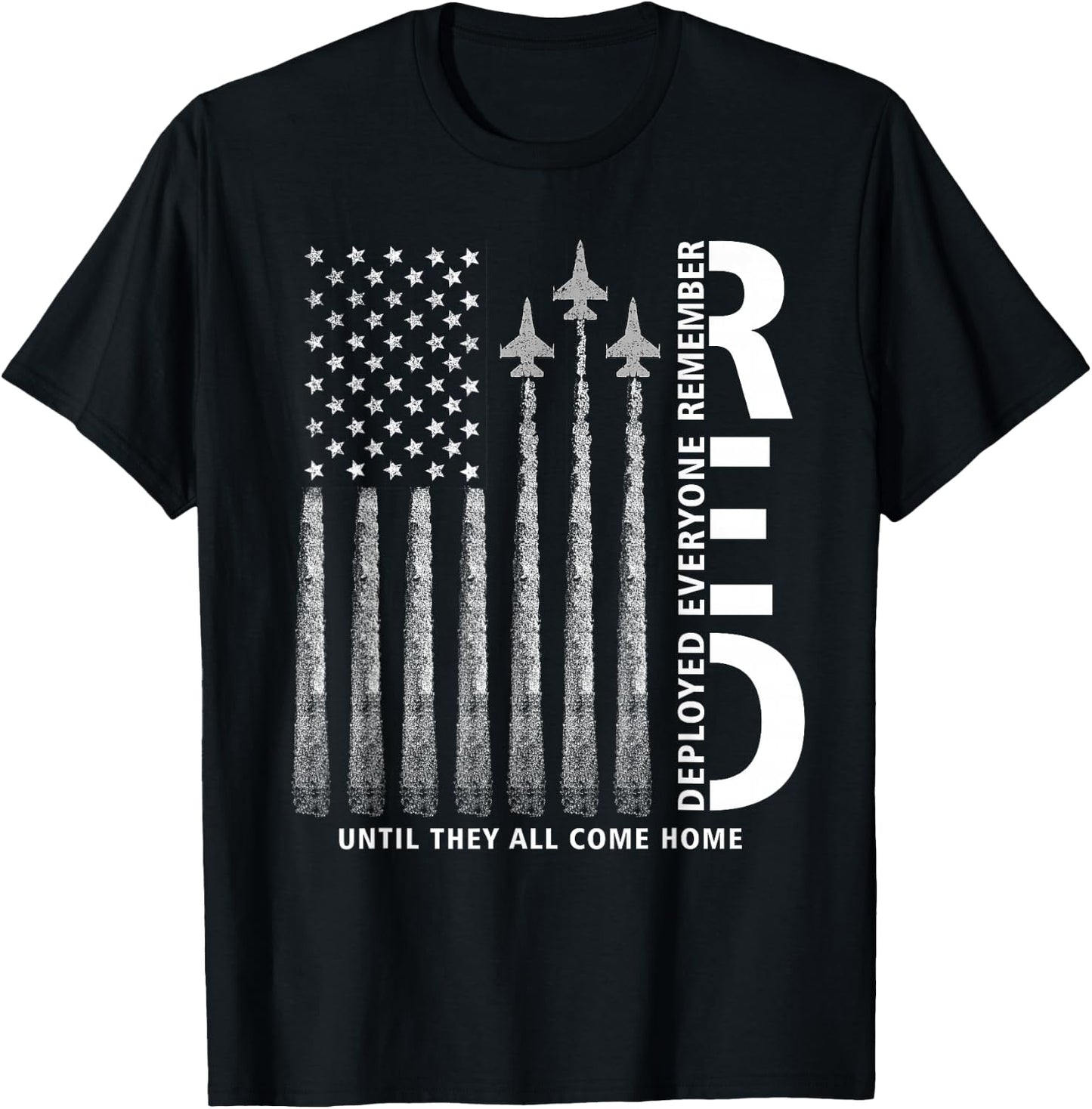 RED Friday Remember Everyone Deployed Military American Flag T-Shirt - T-Shirt | Black