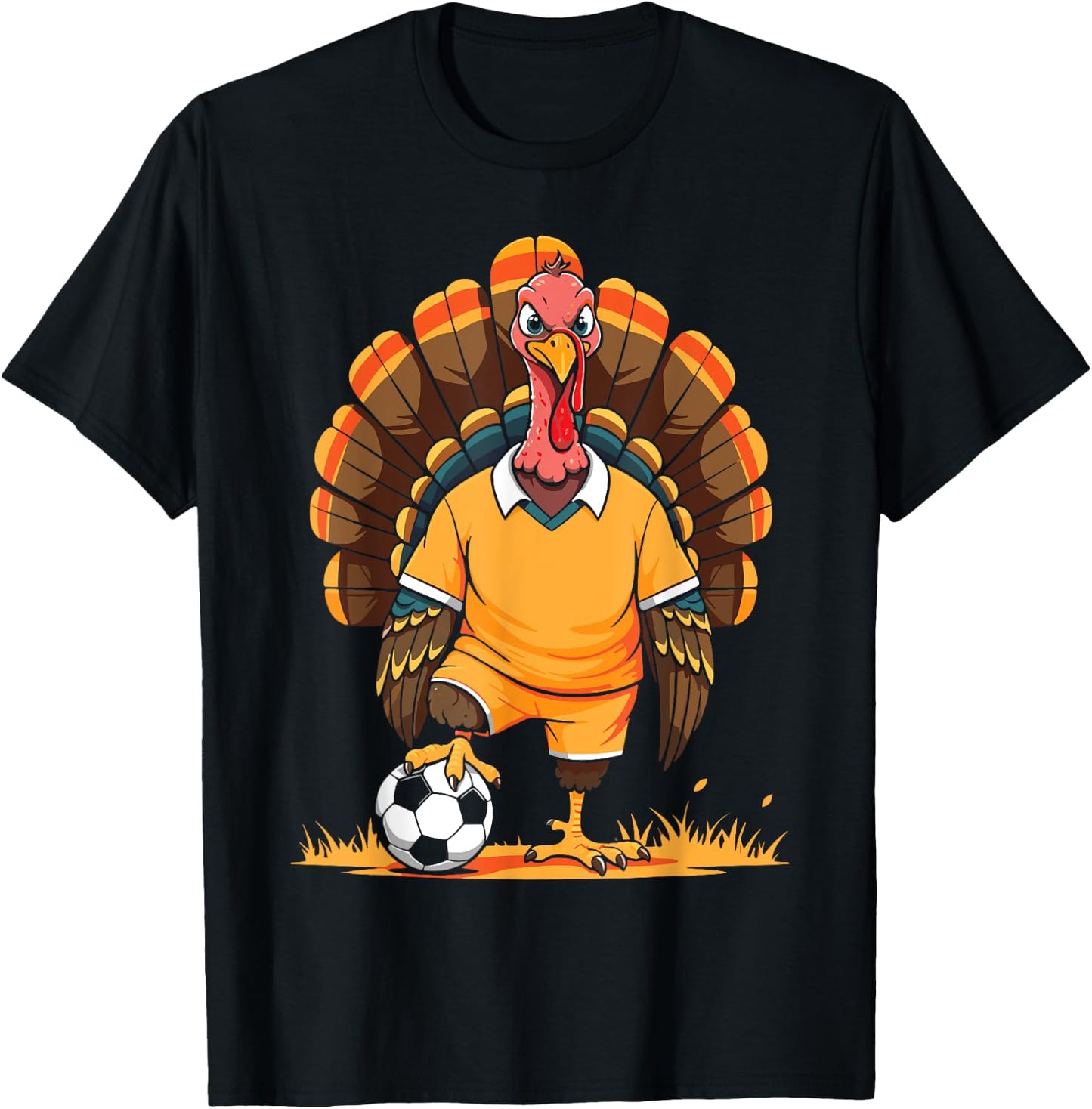 Soccer turkey pilgrim thanksgiving pumpkin kids boys girls T-Shirt - T-Shirt | Black