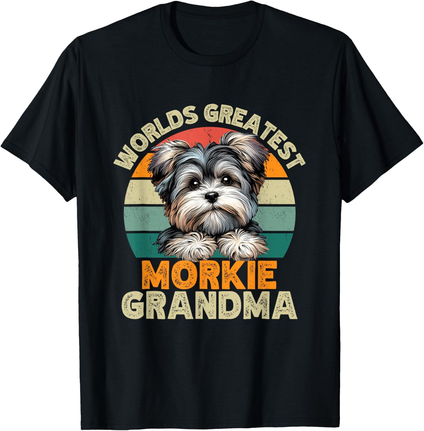 Worlds Greatest Morkie Dog Grandma Funny Retro Dogs Owner Women T-Shirt - T-Shirt | Black