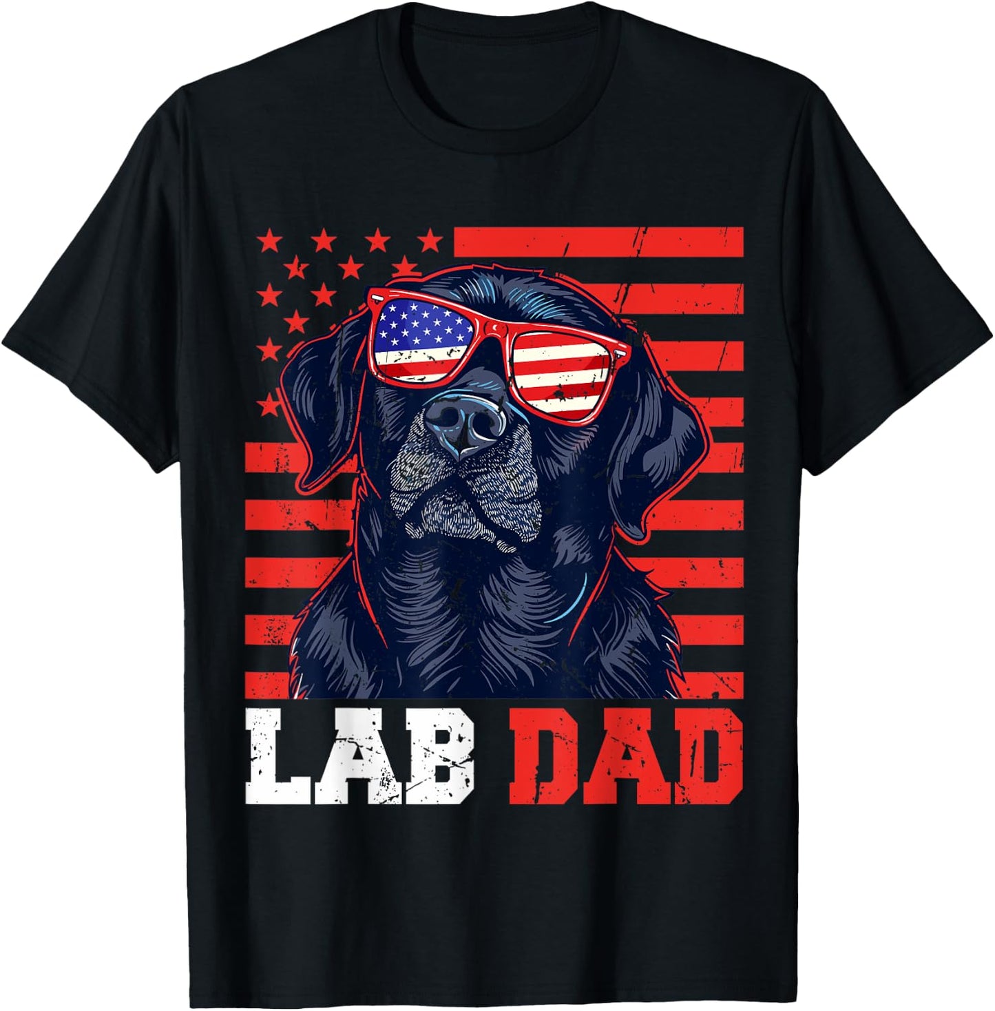 Funny Lab Dad Usa Stars Labrador 4th Of July Fathers Day Men T-Shirt - T-Shirt | Black