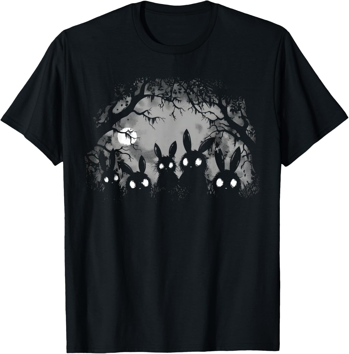 Creepy Cute Bunny Rabbits Alt Goth Grunge Horror Aesthetic , Small, Black T-Shirt - T-Shirt | Black