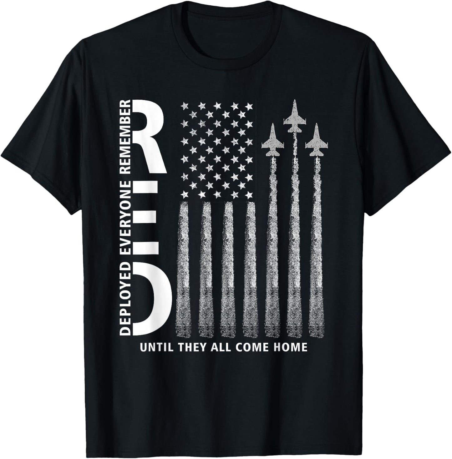 RED Friday Remember Everyone Deployed Military Jets Flag T-Shirt - T-Shirt | Black