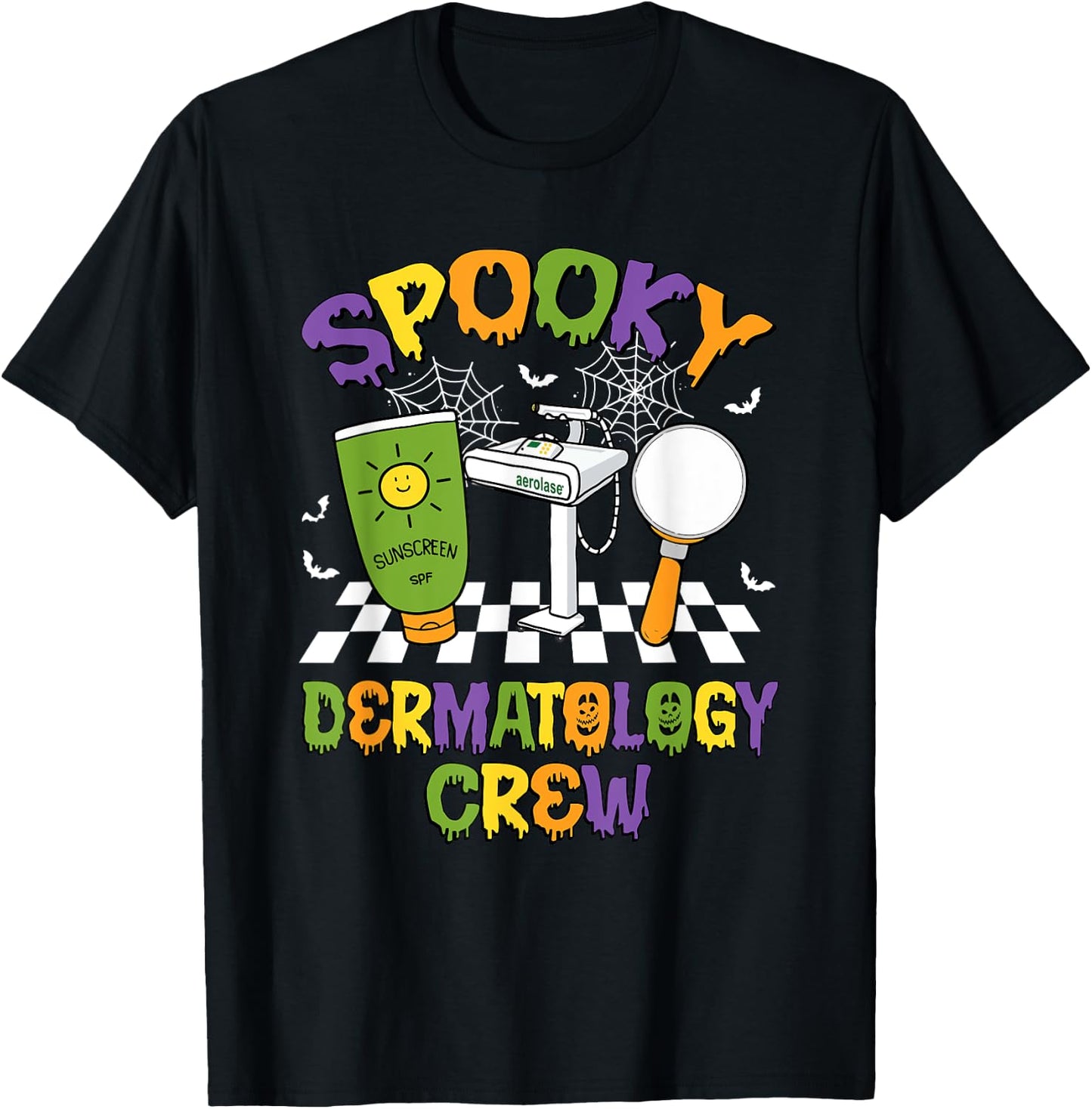Retro Groovy Spooky Dermatology Crew Dermatologist Halloween T-Shirt - T-Shirt | Black