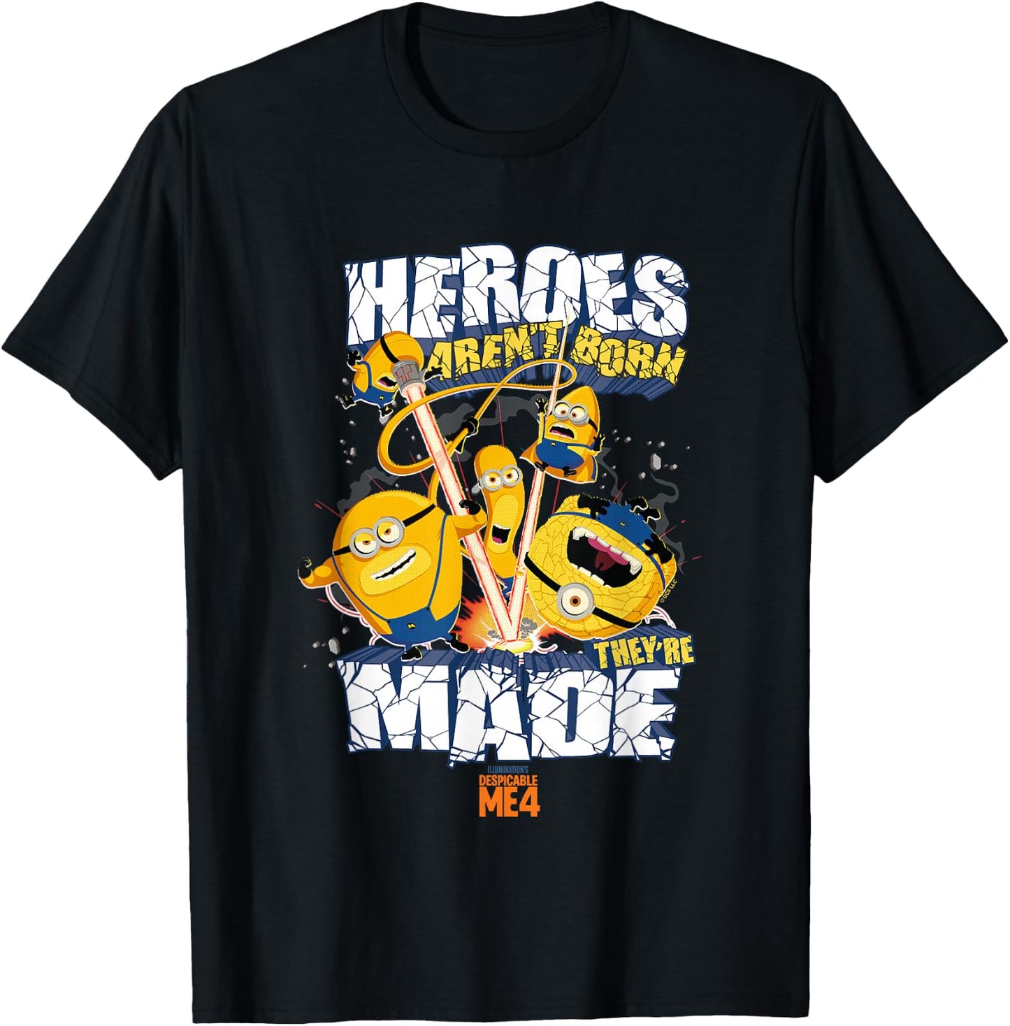 Despicable Me 4 Heroes aren't Born They're Made Minions Logo T-Shirt - T-Shirt | Black