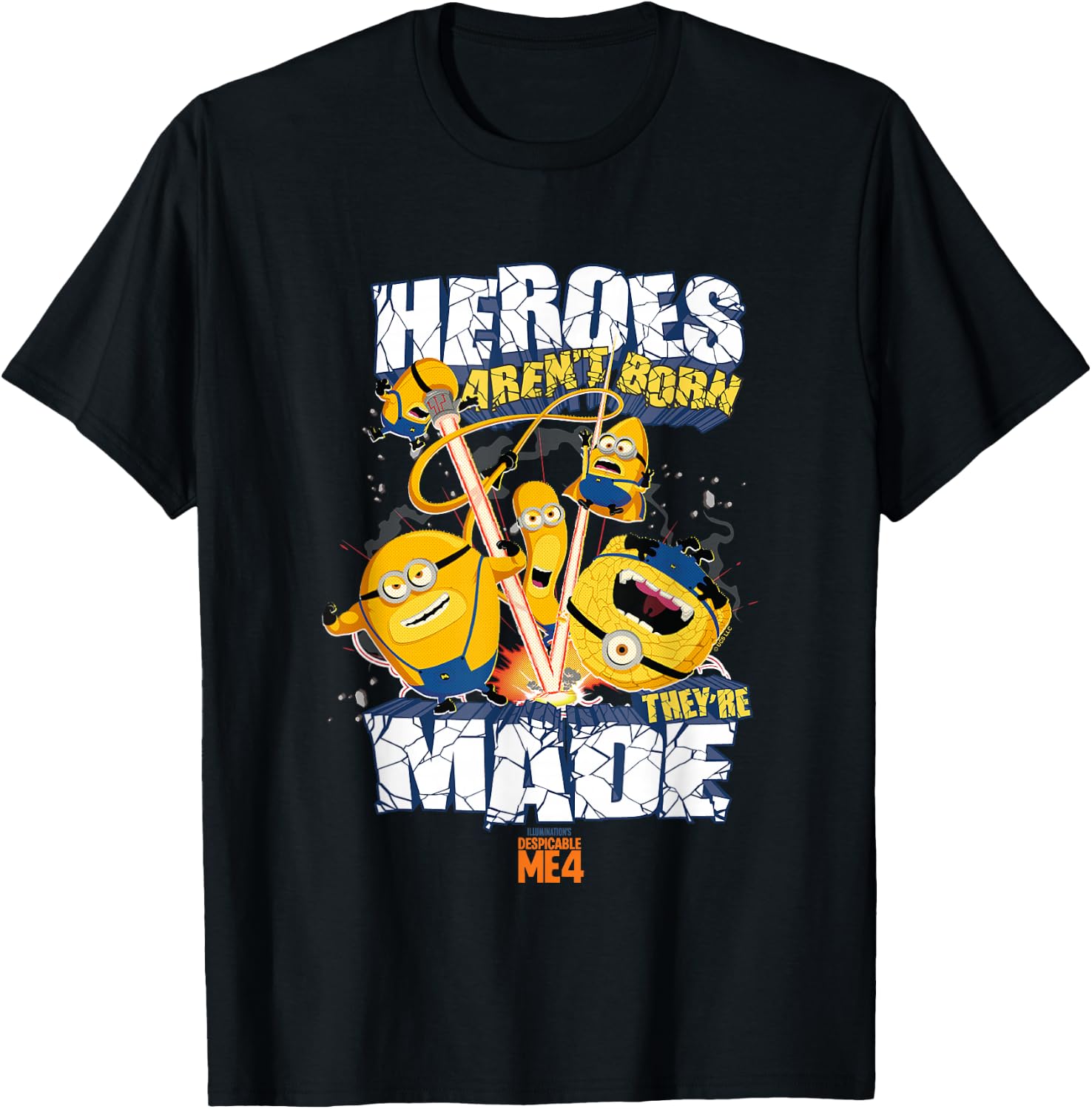 Despicable Me 4 Heroes aren't Born They're Made Minions Logo T-Shirt - T-Shirt | Black