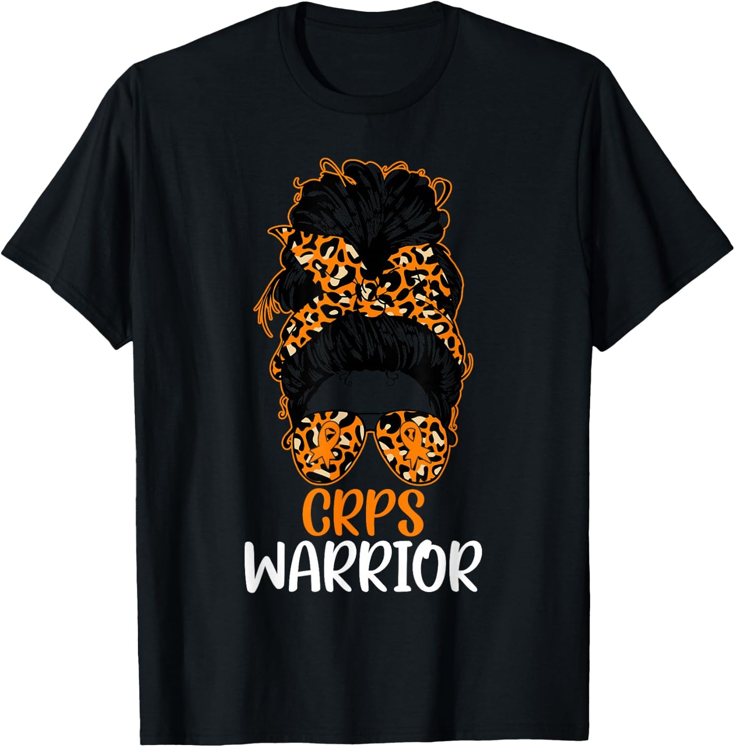 CRPS Awareness Messy Bun CRPS Warrior T-Shirt - T-Shirt | Black