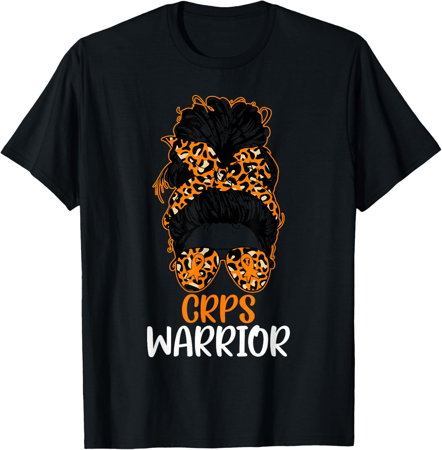 CRPS Awareness Messy Bun CRPS Warrior T-Shirt - T-Shirt | Black