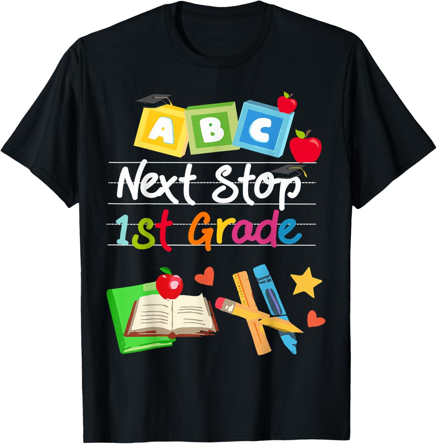 Next Stop 1st Grade Preschool Graduation 2024 Boy Girl T-Shirt - T-Shirt | Black