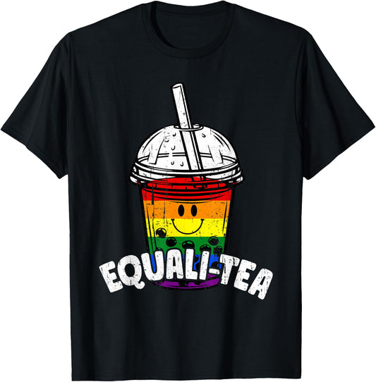 Equalitea Rainbow LGBTQ Boba Bubble Milk Tea Gay Pride Funny T-Shirt - T-Shirt | Black