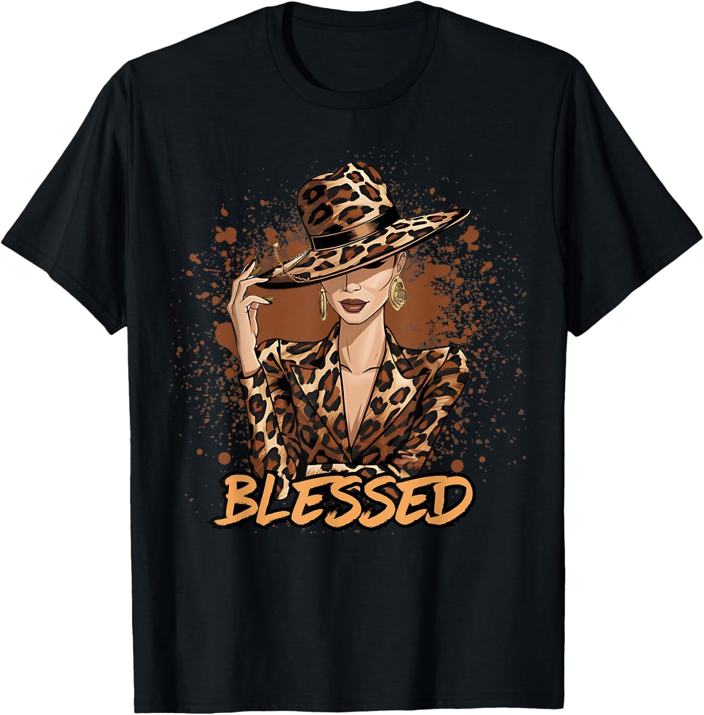 Blessed Black Cowgirl Western Swag African Leopard Christian T-Shirt - T-Shirt | Black