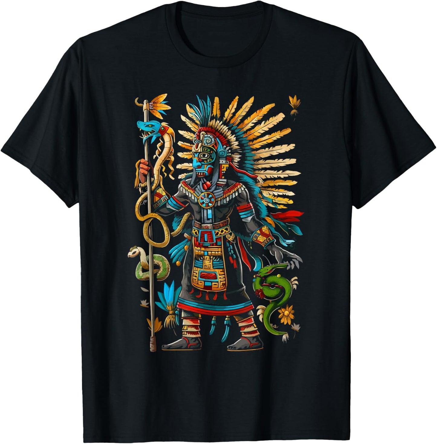 Aztec God Aztec Culture Mayan Indigenous Tlaloc Statue T-Shirt - T-Shirt | Black