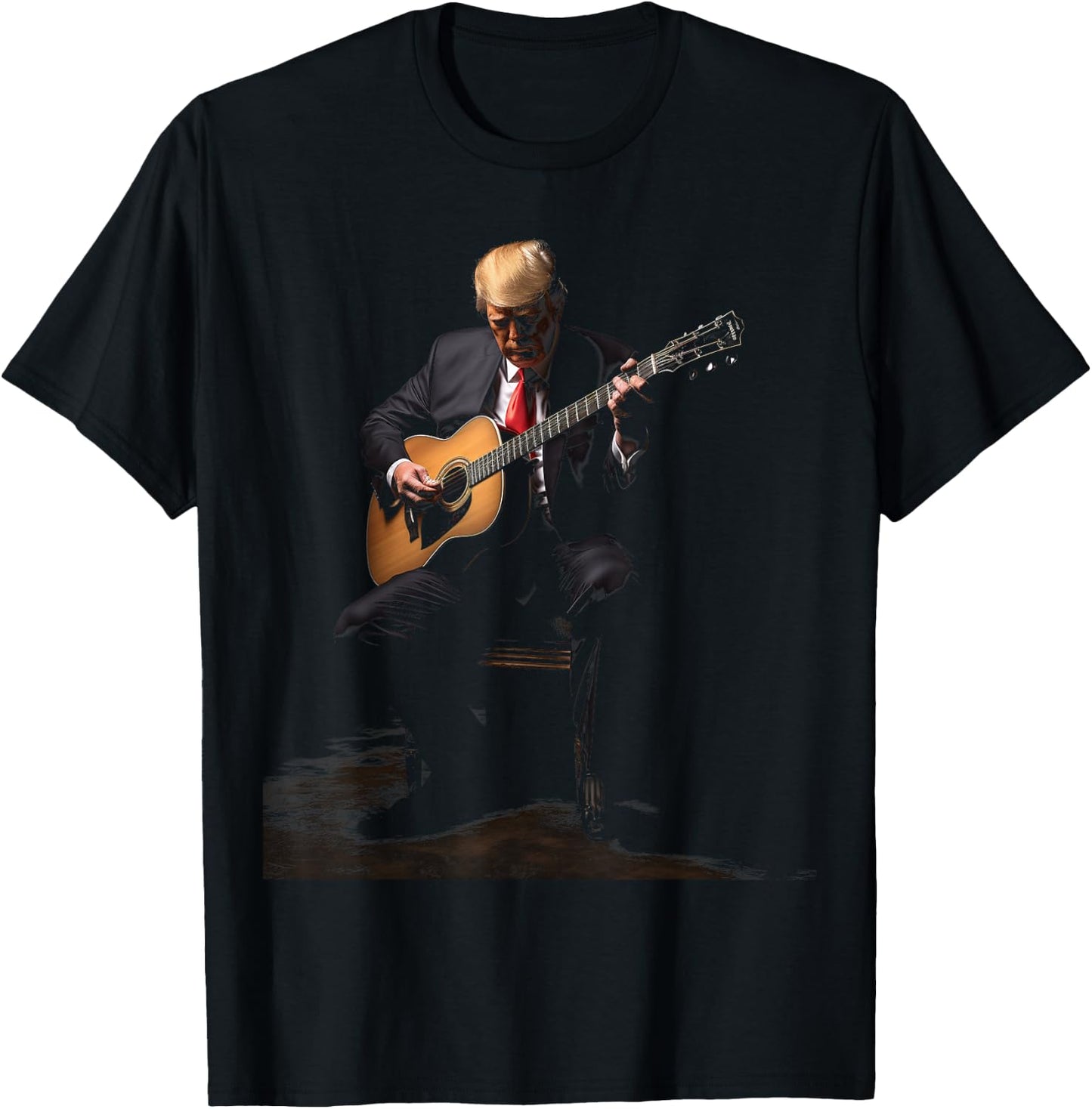 Acoustic Guitar Player Six String Classic Rock & Roll Trump T-Shirt - T-Shirt | Black
