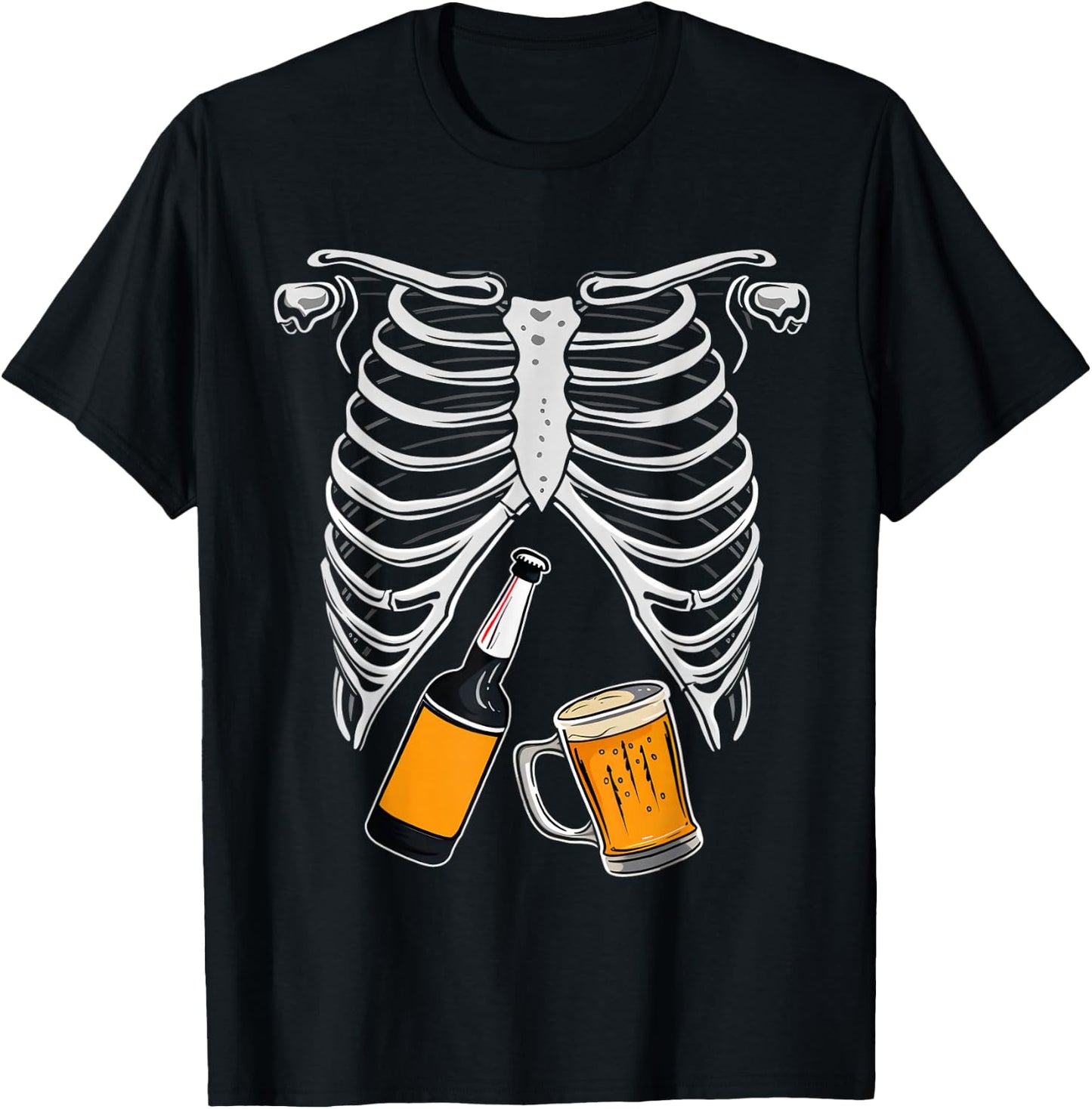 Skeleton Costume Halloween Beer Xray Matching Family Dad T-Shirt - T-Shirt | Black