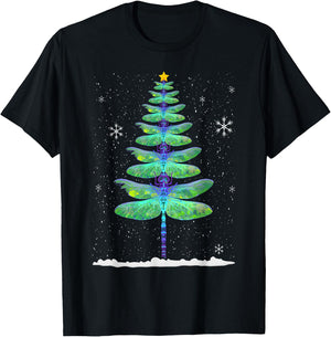 Funny Dragonfly Christmas Tree T-Shirt - T-Shirt | Black