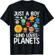 Just A Boy Who Loves Planets Solar Star System Science Space T-Shirt - T-Shirt | Black