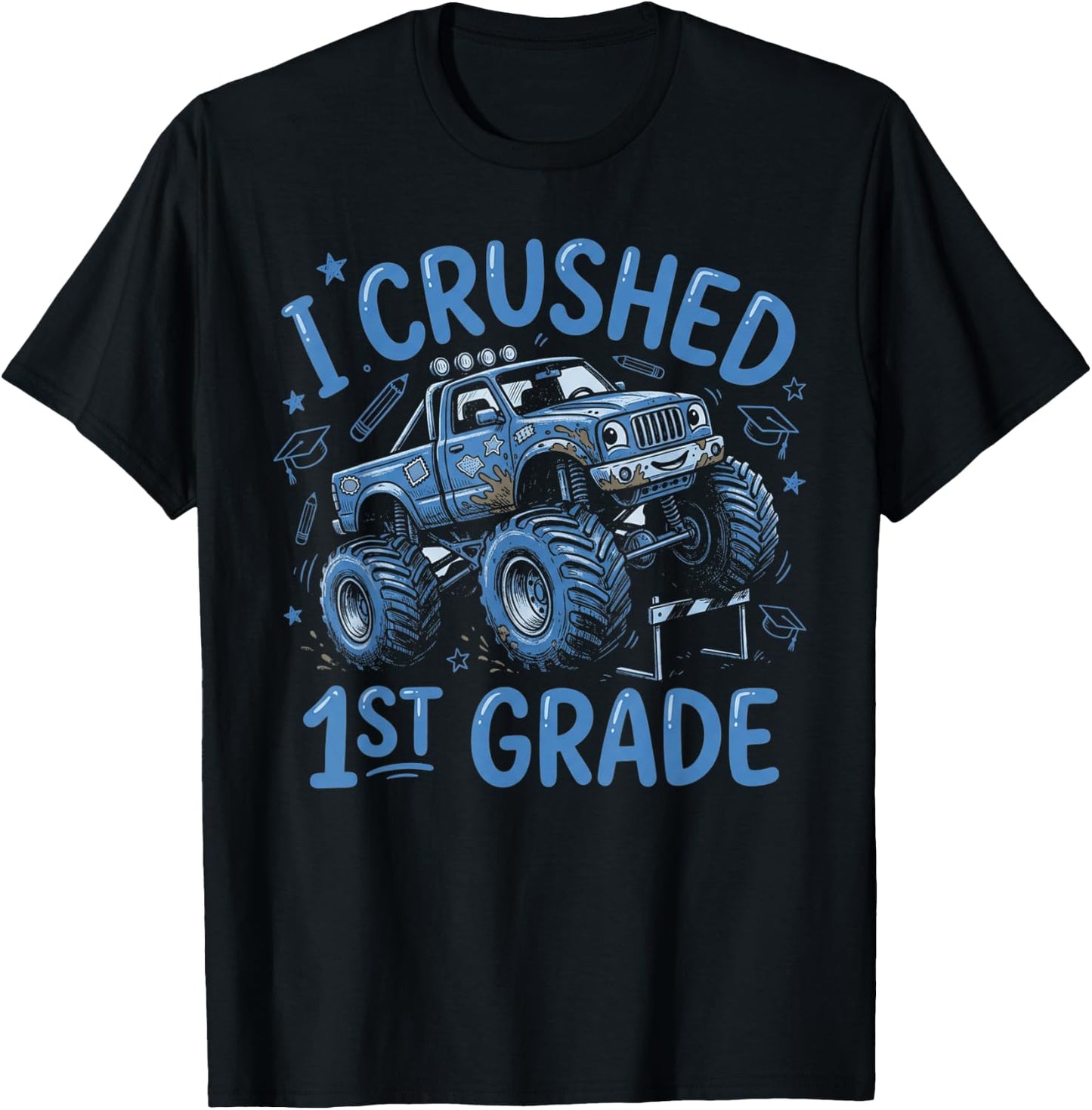I Crushed 1st Grade Monster Truck Graduation Boys T-Shirt - T-Shirt | Black