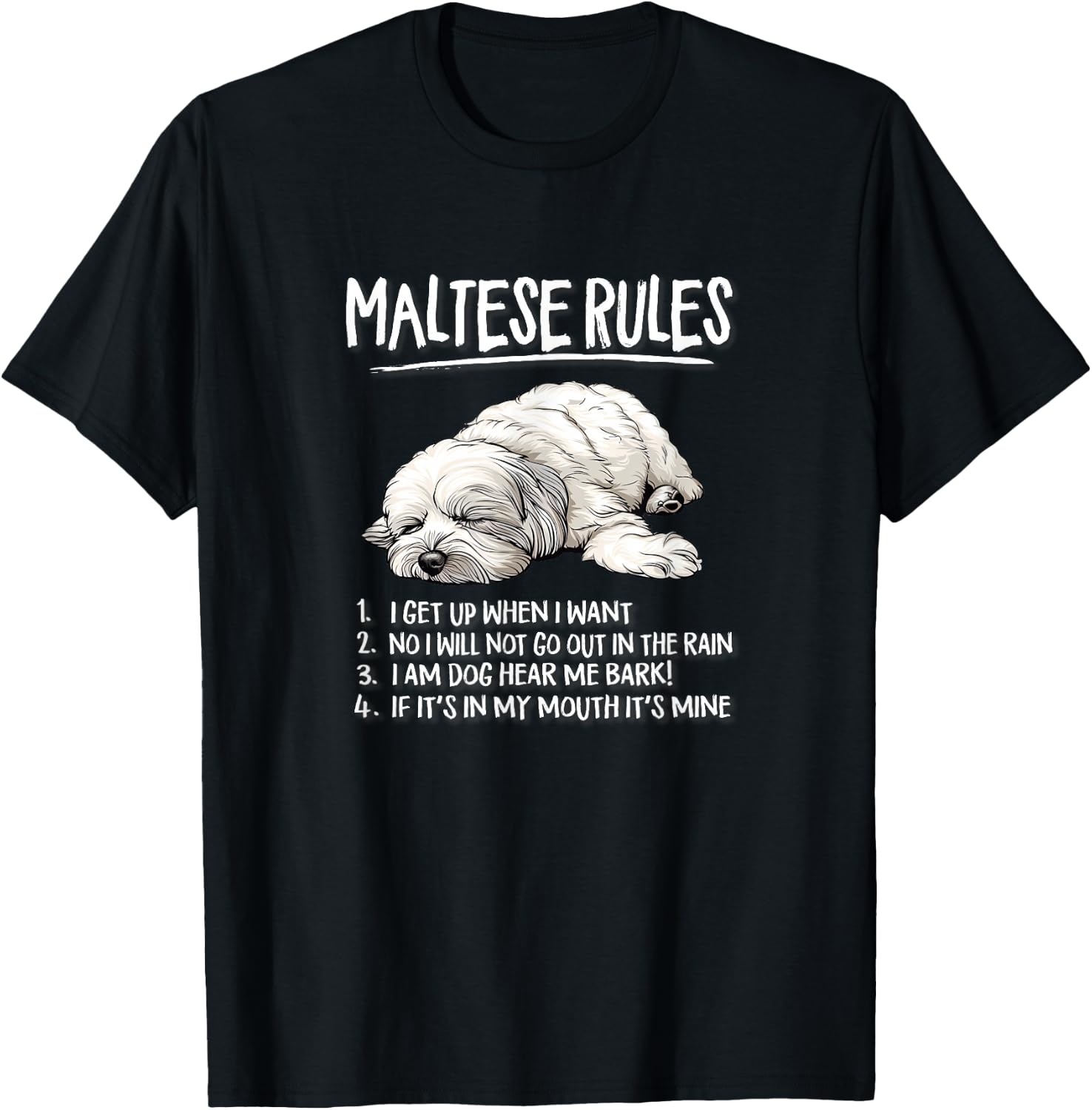 Funny Cute Rules Sleeping Napping Maltese Lover T-Shirt - T-Shirt | Black