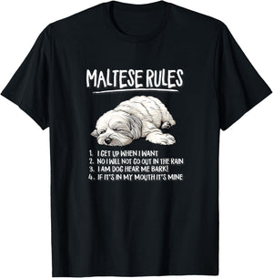 Funny Cute Rules Sleeping Napping Maltese Lover T-Shirt - T-Shirt | Black