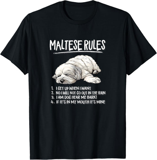 Funny Cute Rules Sleeping Napping Maltese Lover T-Shirt - T-Shirt | Black