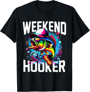 Weekend Hooker Tie Dye Fish Funny Dad Fishing T-Shirt - T-Shirt | Black