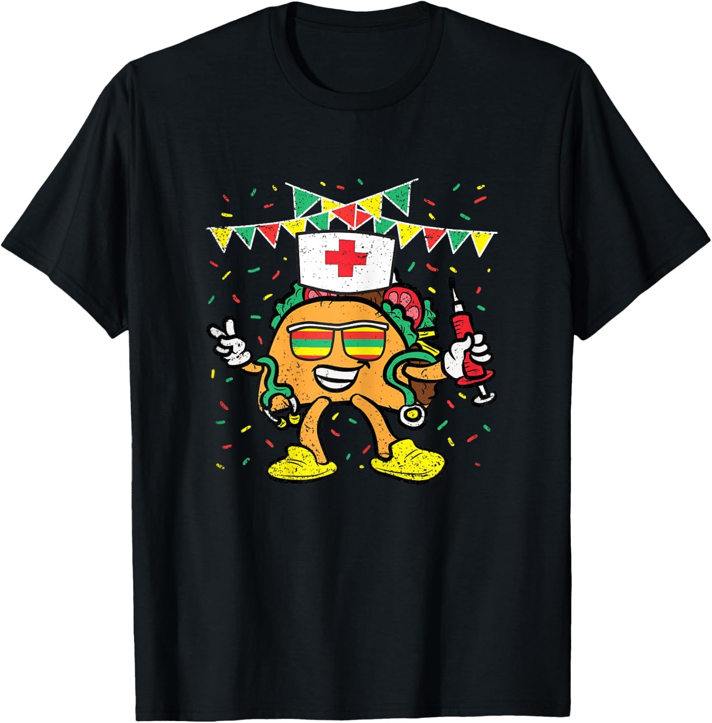 Taco Nurse Cinco De Mayo Nursing RN Mexican Food Fiesta T-Shirt - T-Shirt | Black
