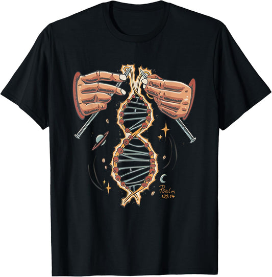 Hands Knitting God Handmade Dna Psalm 139 13 Bible T-Shirt - T-Shirt | Black