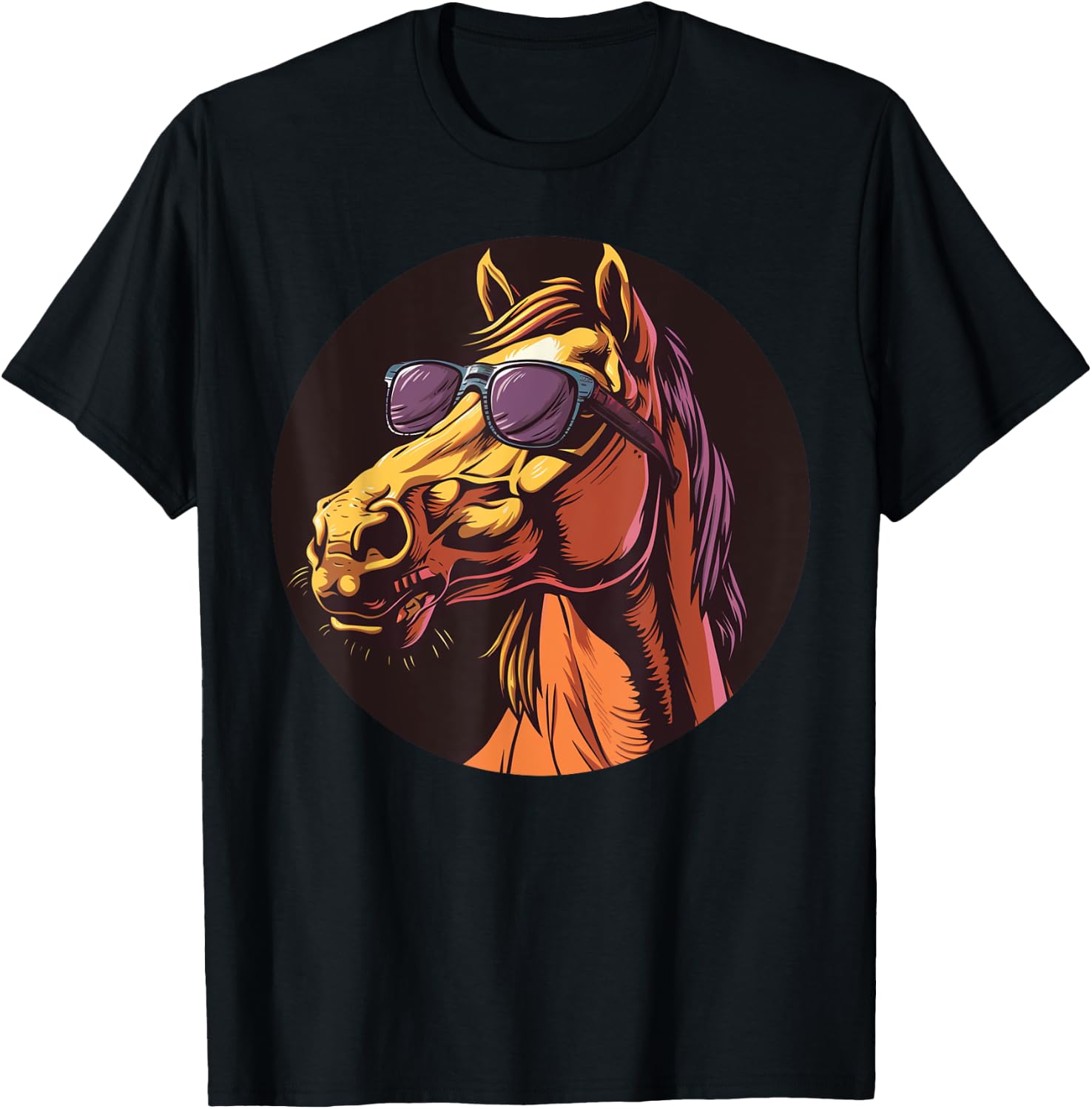 Cool Horse Head with Sunglasses T-Shirt - T-Shirt | Black