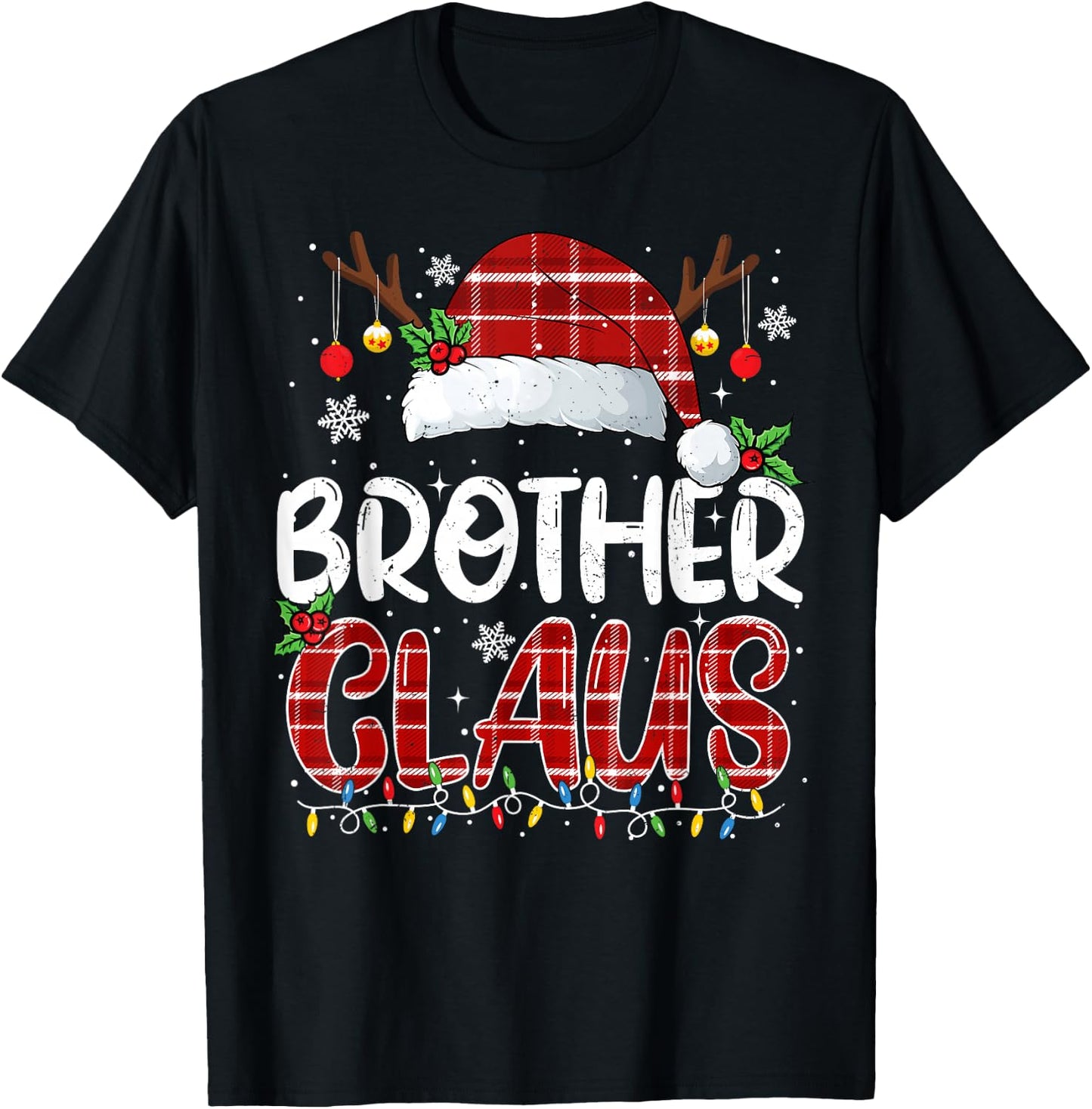 Brother Claus Christmas Lights Pajama Family Matching T-Shirt - T-Shirt | Black