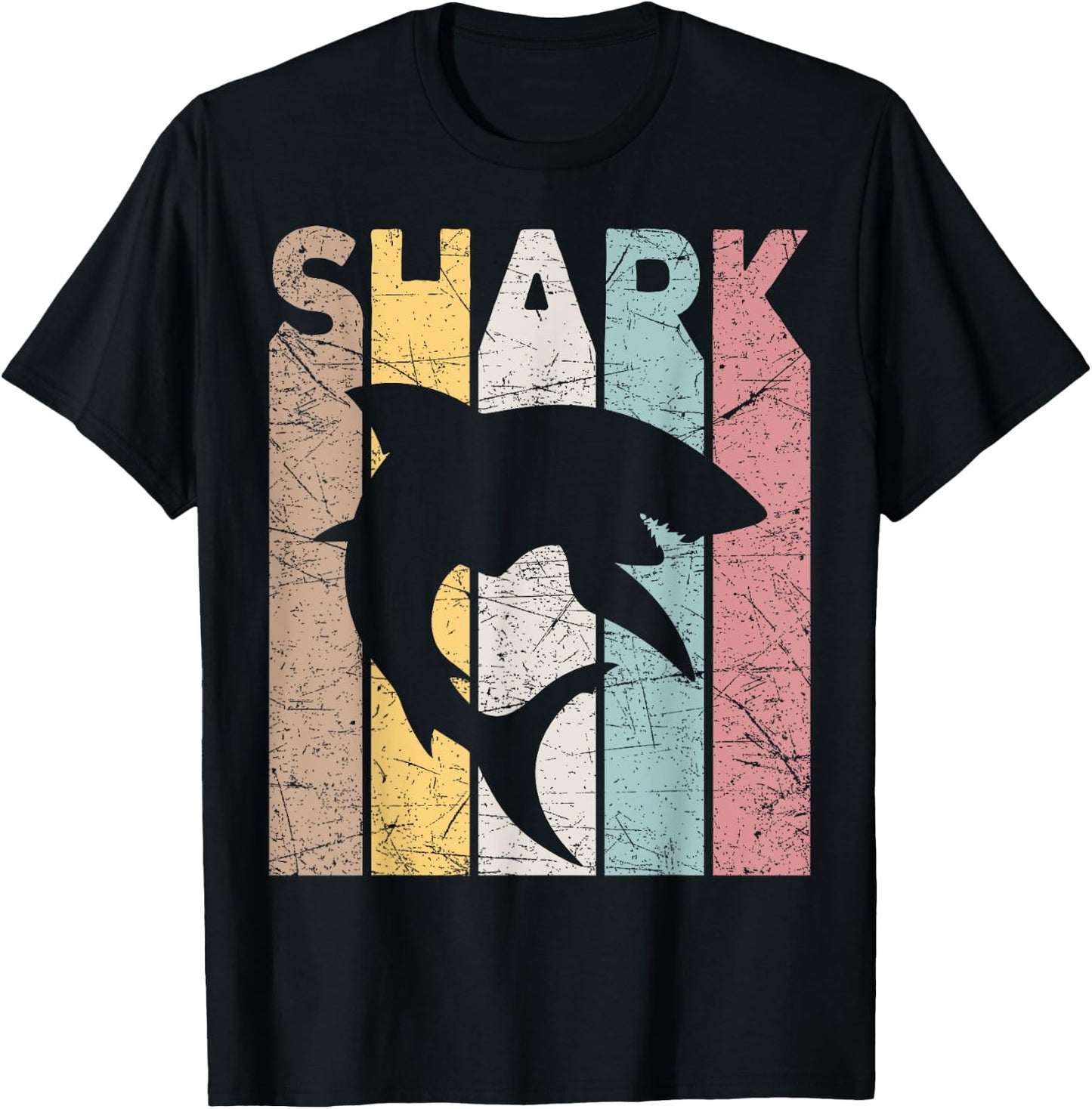 Shark Vintage Marine Animal Shark Lover Retro Oceanography T-Shirt - T-Shirt | Black