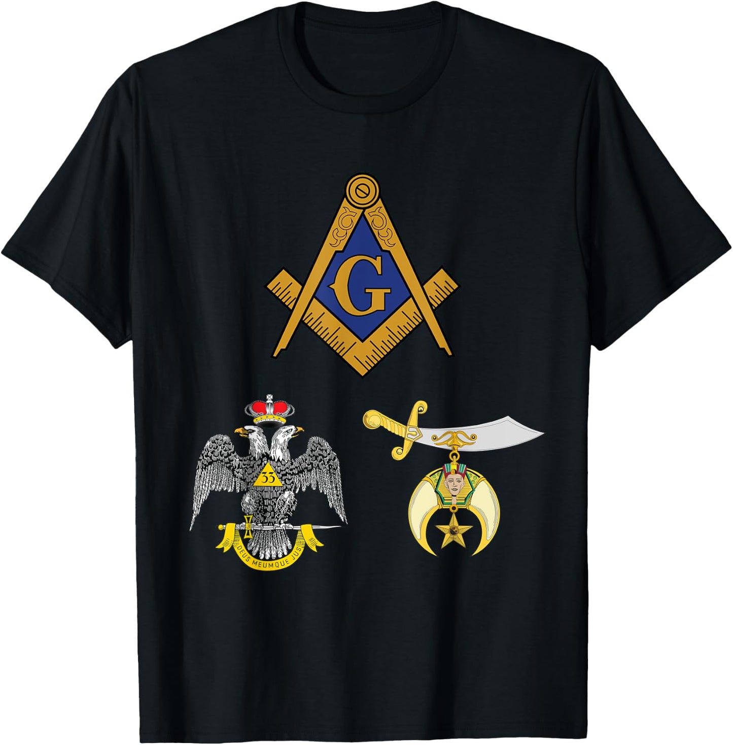 Master Mason 33rd Degree Shrine AASR Noble Masonic WD Blue T-Shirt - T-Shirt | Black