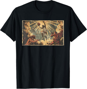 Funny Jesus Dunking Over The Devil Christian T-Shirt - T-Shirt | Black
