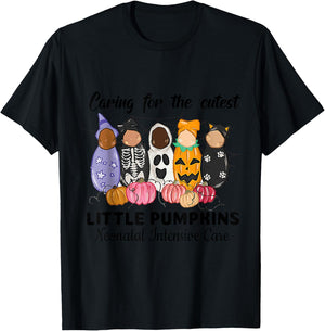Caring for the Cutest Little Pumpkin Nicu Nurse Halloween T-Shirt - T-Shirt | Black