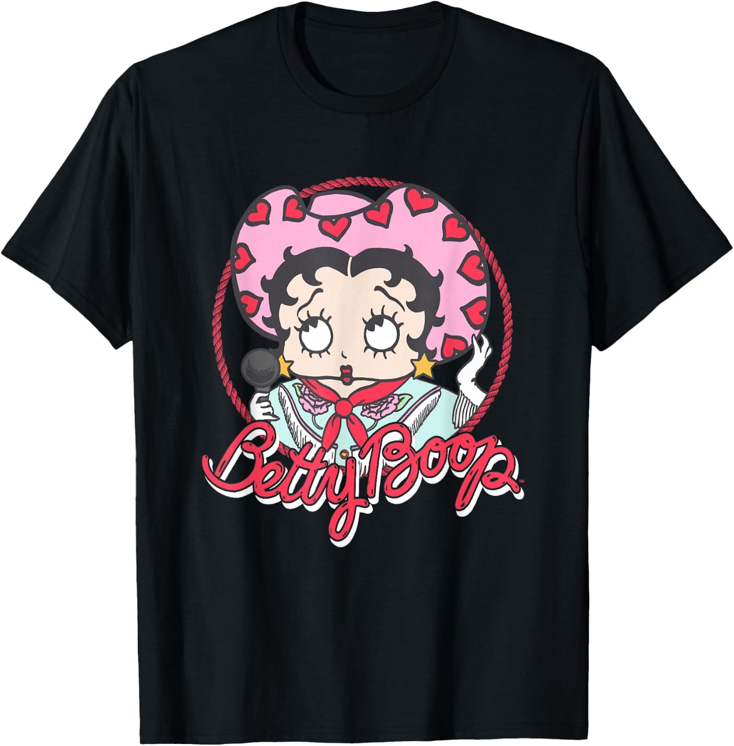 Betty Boop Cute Cowgirl Boop Retro Vintage Chest Portrait T-Shirt - T-Shirt | Black