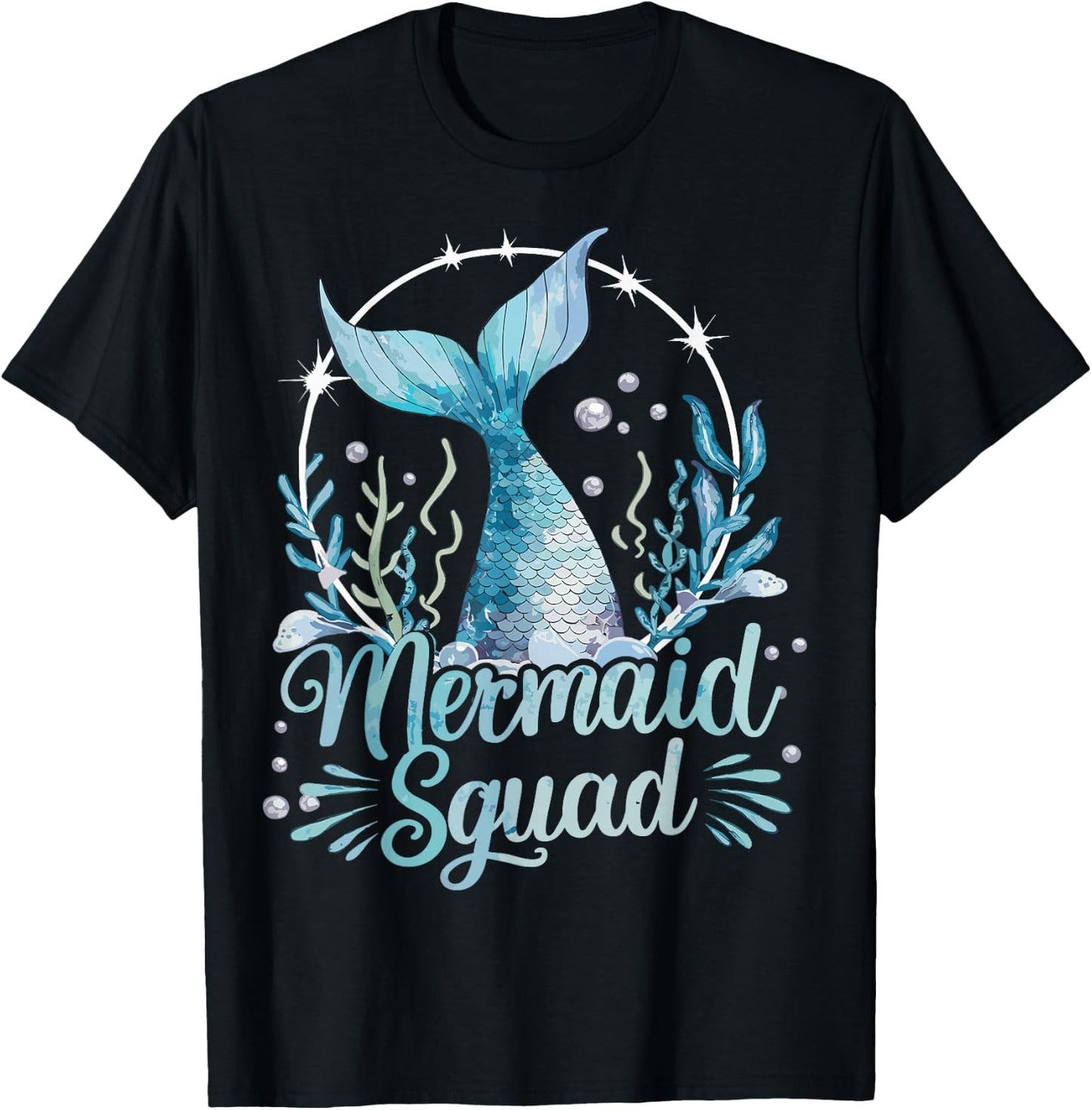 Mermaid Birthday Squad Mermaid T-Shirt - T-Shirt | Black