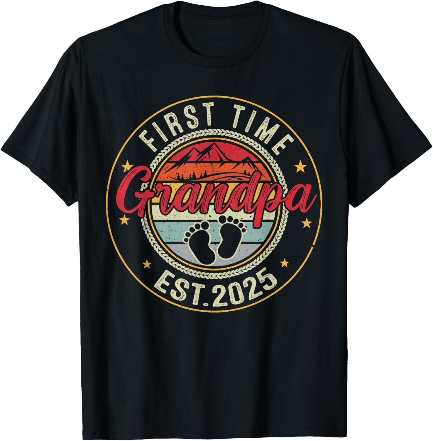 First time grandpa 2025 for grandfather to be T-Shirt - T-Shirt | Black