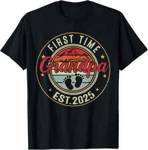 First time grandpa 2025 for grandfather to be T-Shirt - T-Shirt | Black