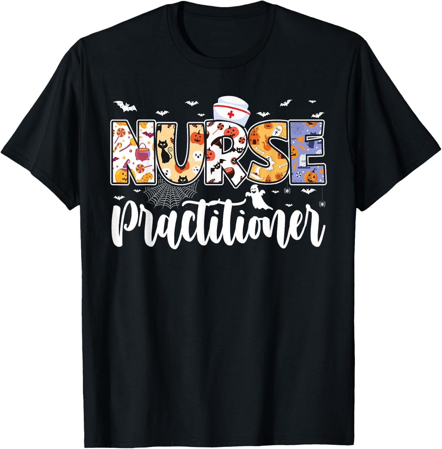 NP Nurse Practitioner Halloween Future Nurse Spooky Season T-Shirt - T-Shirt | Black