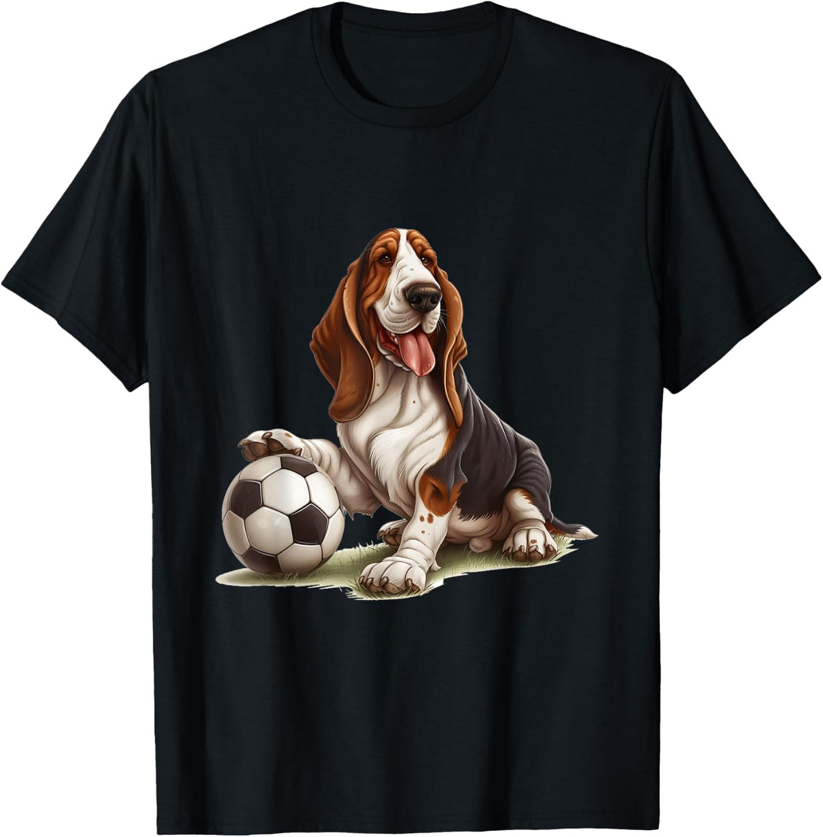Basset Hound Dog Soccer Ball Sports Team Animal Women Kids T-Shirt - T-Shirt | Black