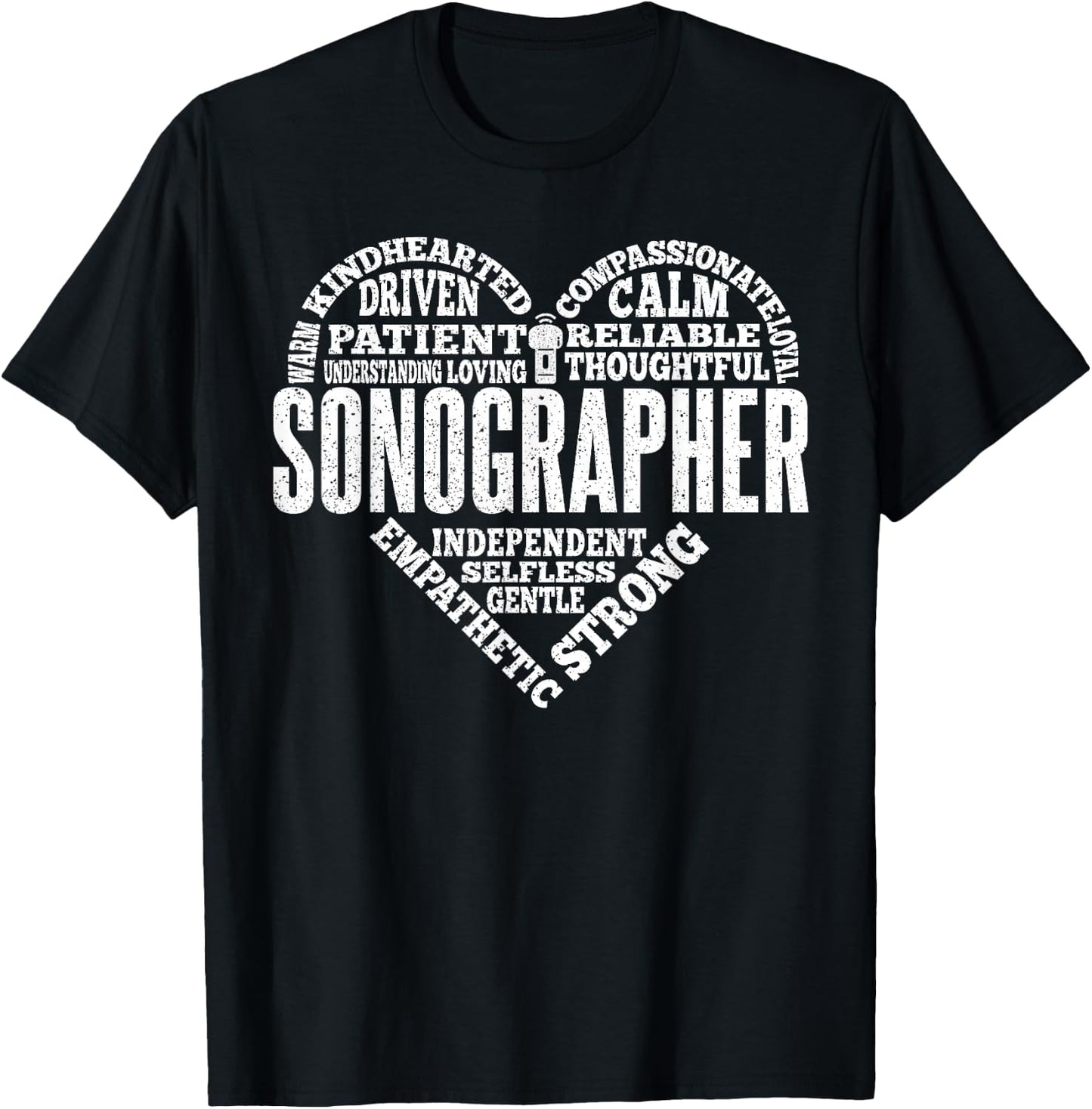Sonographer Heart Sonography Ultrasound Technician T-Shirt - T-Shirt | Black