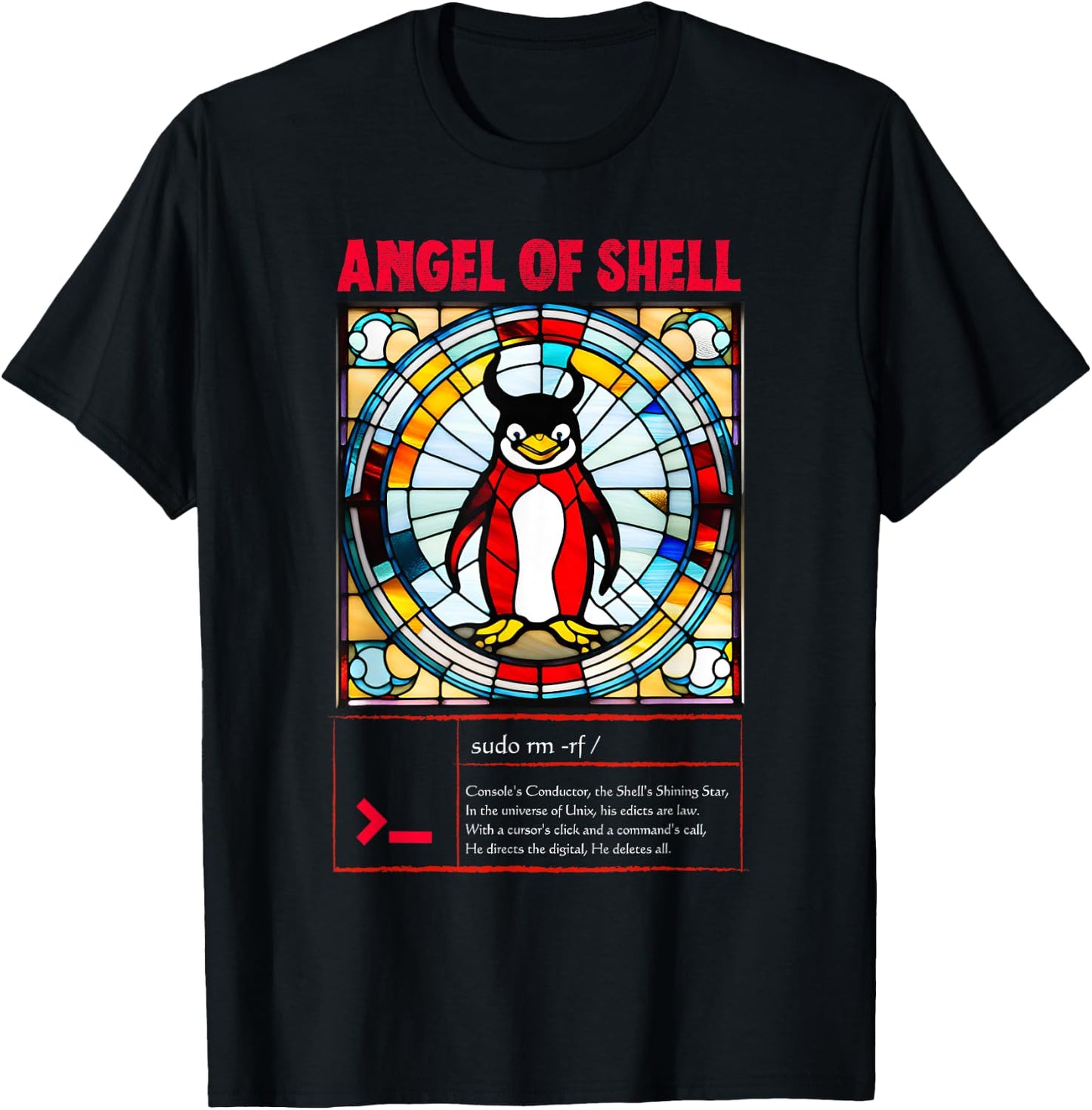 Funny Angel of shell Linux T-Shirt - T-Shirt | Black