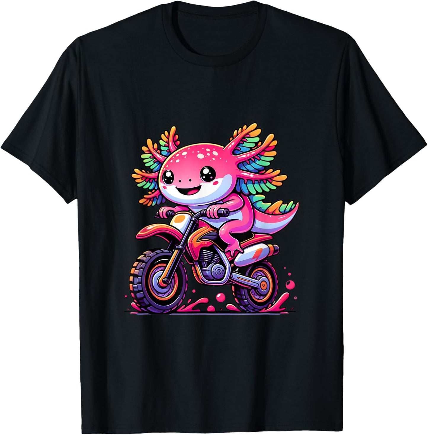 Axolotl Motocross Dirt Bike Cute Axolotl Lover Kids Boys T-Shirt - T-Shirt | Black