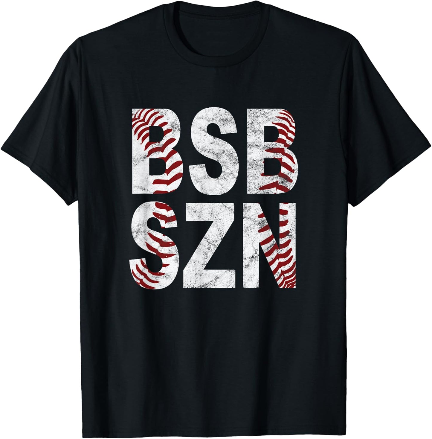 BSB SZN Baseball Season Distressed T-Shirt - T-Shirt | Black