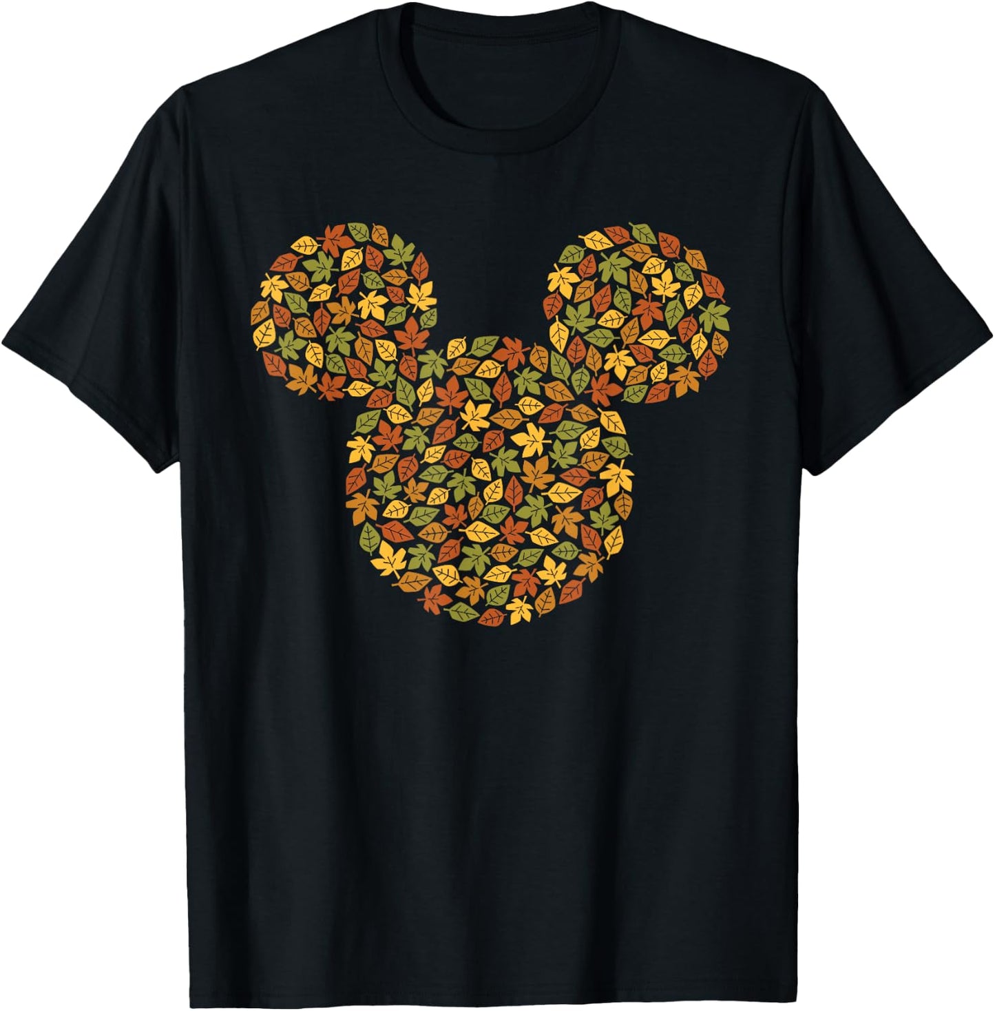 Disney Mickey Mouse Icon Autumn Fall Leaves T-Shirt - T-Shirt | Black