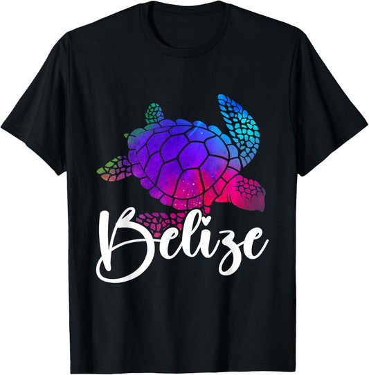 Belize Souvenir Sea Turtle Watercolor T-Shirt - T-Shirt | Black